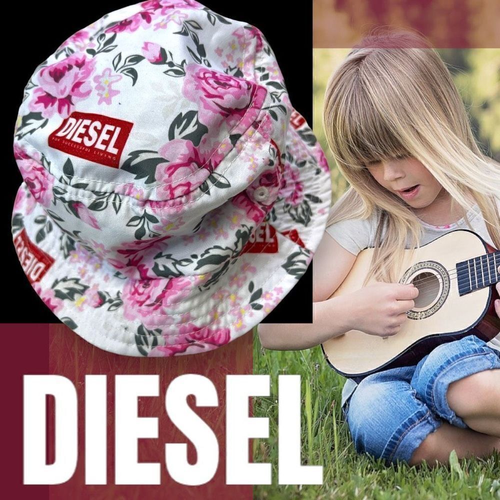 Diesel Kids Girls Floral Print Summer Fashion Packable Bucket Hat Pink One-Size